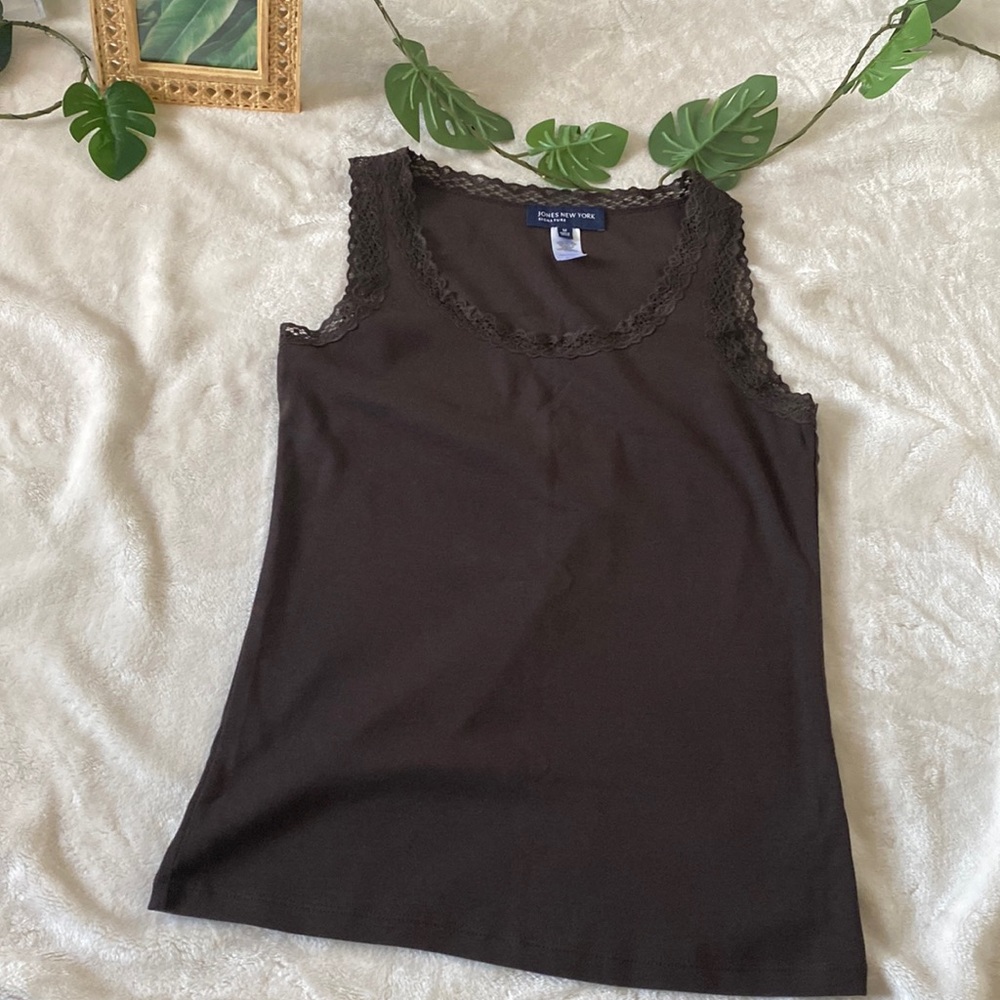 Jones New York Brown Lacey Tank Top